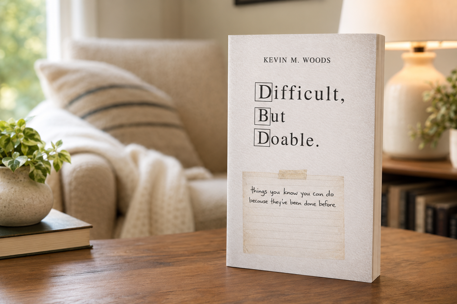 Difficult, But Doable by Kevin M. Woods displayed in a warm living room